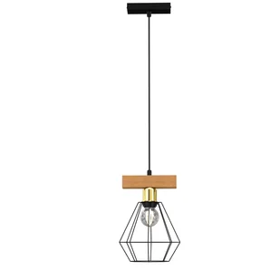 Lampa wisząca, złota oprawka, drewniana ozdoba LX 4104 z serii VASTRA - Lampy sufitowe - miniaturka - grafika 1