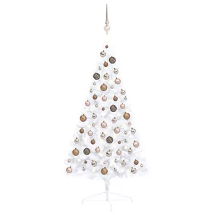 vidaXL vidaXL Sztuczna choinka, połówka, z LED i bombkami, biała, 120 cm - Choinki - miniaturka - grafika 1
