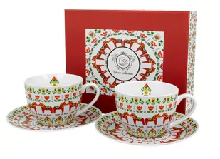 Filiżanki do  kawy i herbaty porcelanowe ze spodkami DUO WZÓR SKANDYNAWSKI 270 ml 2 szt - Filiżanki - miniaturka - grafika 1