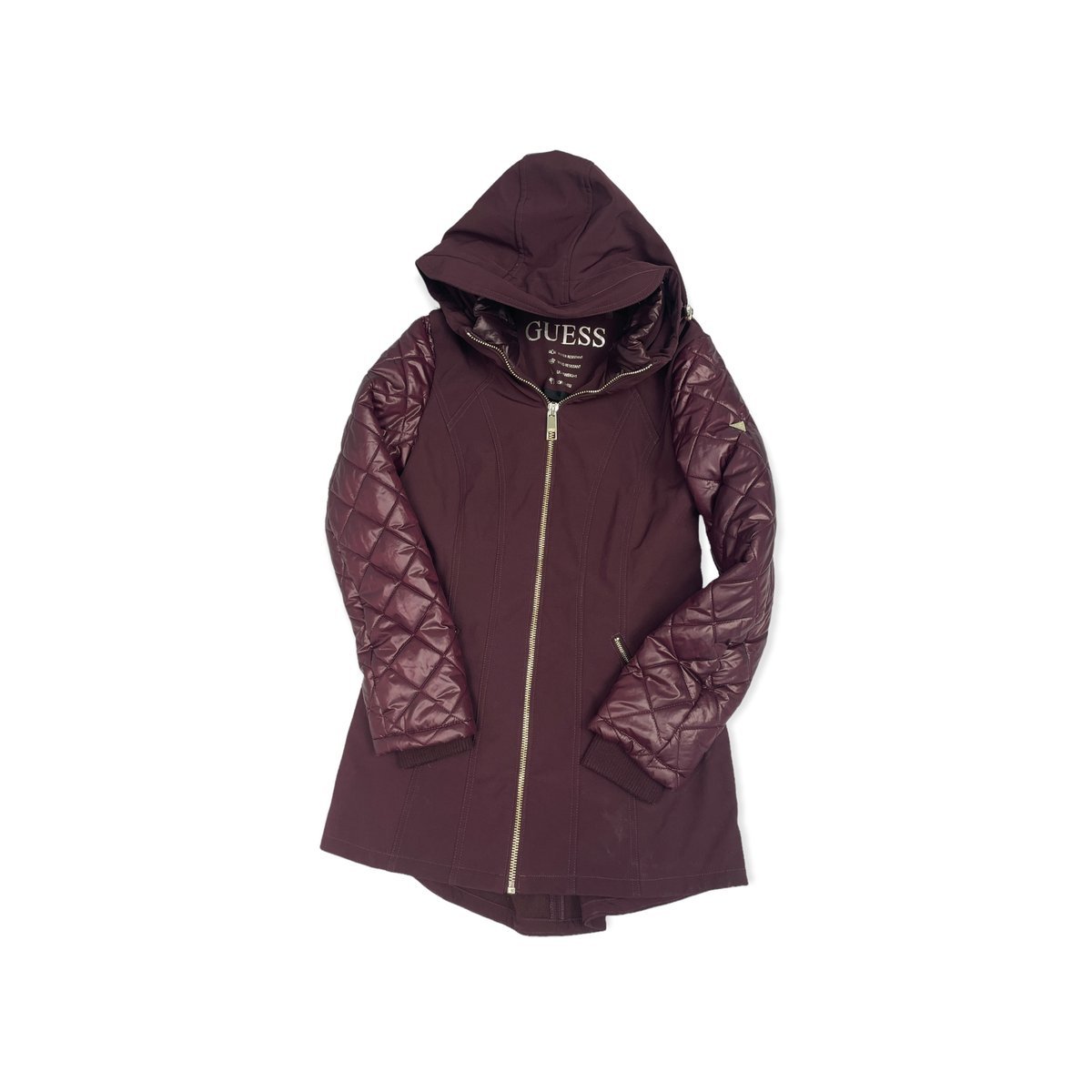 Płaszcz damski z kapturem GUESS logo M