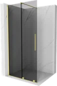 Ścianki i drzwi prysznicowe - Mexen Velar ścianka prysznicowa rozsuwana Walk-in 110 x 200 cm, grafit 8 mm, złota szczotkowana - 871-110-000-43-55 - miniaturka - grafika 1