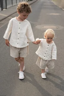 Koszula lniana oversize off white - Bluzki dla chłopców - miniaturka - grafika 1
