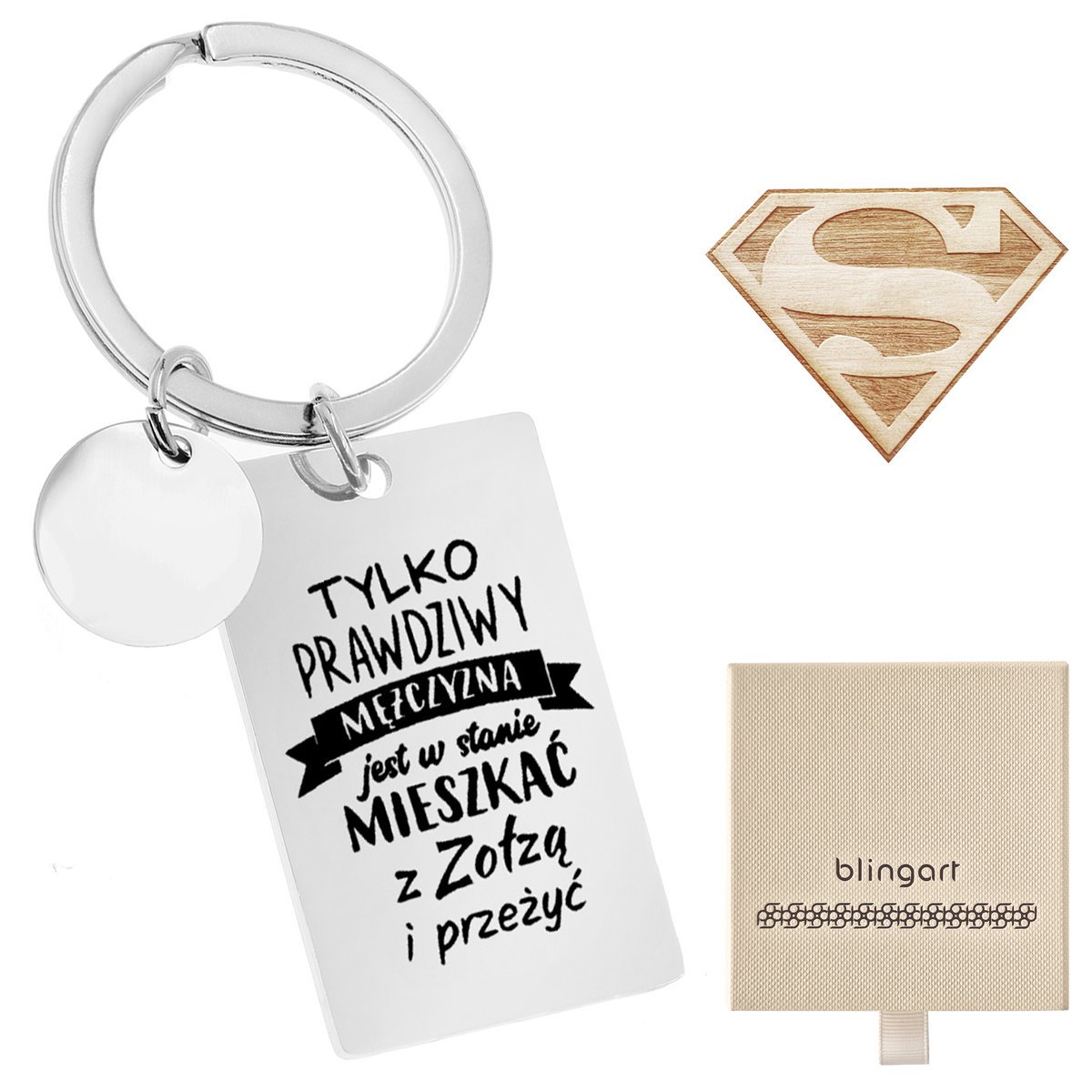 Brelok do kluczy Z GRAWEREM stal 316L