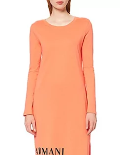 Sukienki - Armani Exchange Damska sukienka z długim rękawem i logo, Pomarańczowy sorbet, M - grafika 1