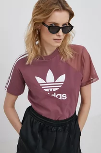 Koszulki i topy damskie - Adidas Originals t-shirt damski kolor fioletowy - Originals - grafika 1