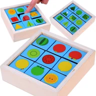 Klocki - DREWNIANE  EDUKACYJNE KLOCKI UKŁADAJ OBRAZKI - miniaturka - grafika 1