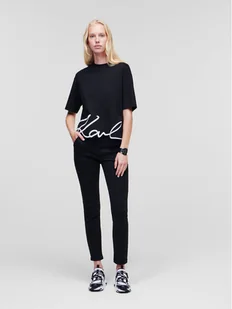 KARL LAGERFELD T-Shirt Signature Hem 226W1703 Czarny Relaxed Fit - Koszulki i topy damskie - miniaturka - grafika 1