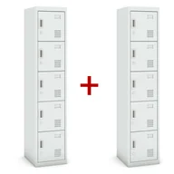 Szafki BHP - B2B Partner Szafka szatniowa 5-drzwiowa, zamek cylindryczny, 1800 x 380 x 450 mm, szara/szara, 1+1 GRATIS 485039 - miniaturka - grafika 1