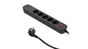 Listwy zasilające - Przedłużacz szybkoładujący PD20 5-gniazdowy z wyłącznikiem + 2x USB (A+C) 1,4m SQUALL, grafitowy / 34099 - miniaturka - grafika 1