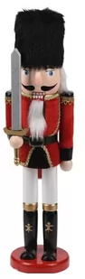 Dziadek do orzechów 38 cm czerwony z puchatą czapką - Ozdoby bożonarodzeniowe - miniaturka - grafika 1