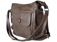 Torebki damskie - Torebka Damska Torebko-Plecak, Miejska Listonoszka na Ramię, Kolor Brązowy - miniaturka - grafika 1