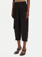 Spodnie damskie - PINKO Spodnie materiałowe Vedrai 104704 A2ER Czarny Regular Fit - miniaturka - grafika 1