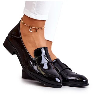 Vinceza Lakierowane Skórzane Półbuty Czarne Sherilyn - Półbuty damskie - miniaturka - grafika 1