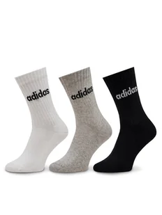 adidas Skarpety wysokie unisex Linear Crew Cushioned Socks 3 Pairs IC1302 Szary - Skarpetki damskie - miniaturka - grafika 1