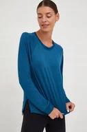 Koszulki i topy damskie - WRANGLER LS PERFORMANCE TEE BLUE W7UGDUB20 L - miniaturka - grafika 1