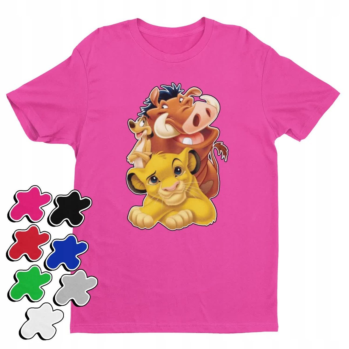 Koszulka T-Shirt Dziecięca Z Nadrukiem Król Lew Timon Pumba -L 146-152