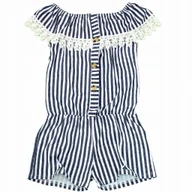 Kombinezony dla dzieci - Kombinezon SPODNIUM Z KORONKĄ Granatowe Paski 116 - miniaturka - grafika 1