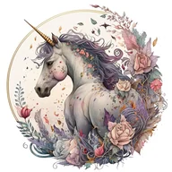 Pasmanteria - Naprasowanka Jednorożec kwiaty art sztuka 10 - miniaturka - grafika 1