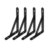 Zawiasy, okucia i inne akcesoria - Uchwyt ścienny, trójkątny uchwyt ścienny ze śrubami, 25 x 15,5 x 1,6 cm, 4 sztuki, czarny - miniaturka - grafika 1