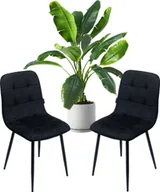 Krzesła - Zestaw 2 szt krzesło tapicerowane welurowe do salonu jadalni velvet loft czarny - miniaturka - grafika 1