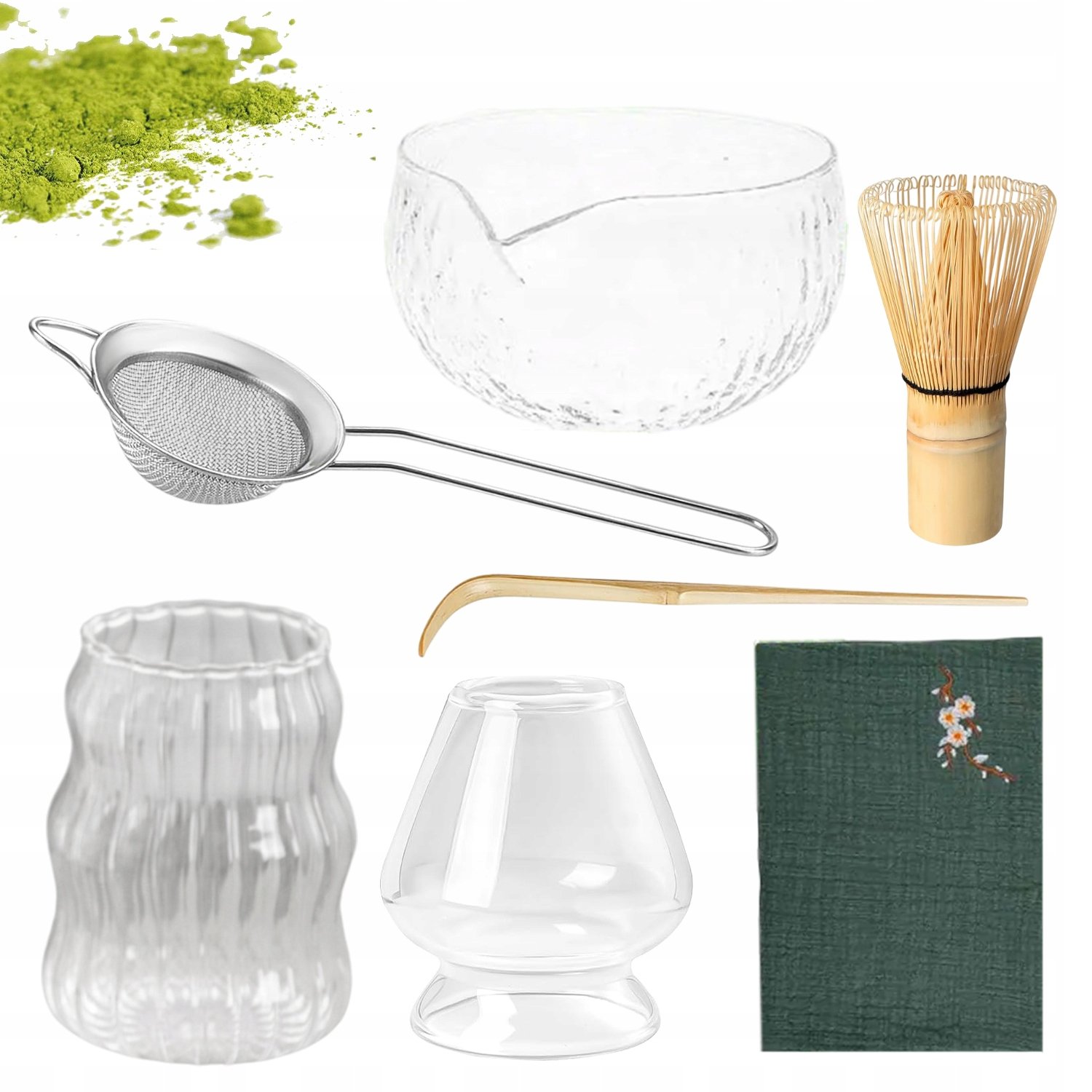 Zestaw Pędzel Do Herbaty Podstawka Pod Chasen Do Matchy Ceramiczna 7SZT