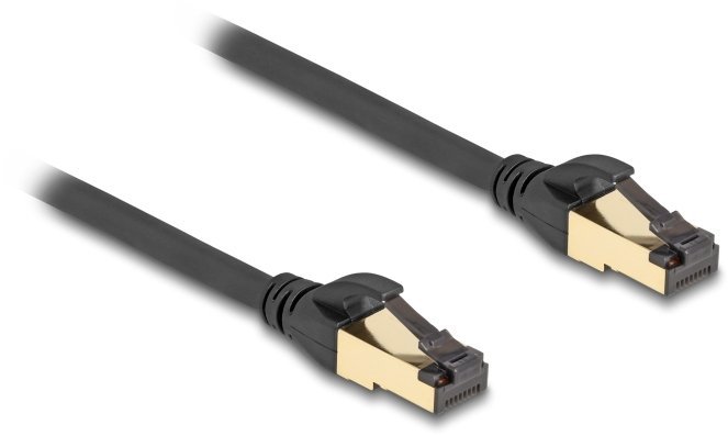 Delock Kabel sieciowy RJ45 Cat.6A męski na męski S/FTP czarny 50 cm z podstawowym kablem Cat.7 odpowiedni do użytku przemysłowego i zewnętrznego 80247