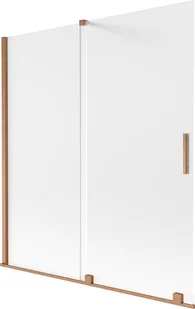 Mexen Velar parawan nawannowy 2-skrzydłowy rozsuwany 150 x 150 cm, szron, miedź szczotkowana - 896-150-000-31-65 - Parawany nawannowe - miniaturka - grafika 1