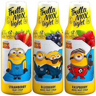 3x Syrop FruttaMax MINIONKI TRUSKAWKA LIGHT 500ml, BORÓWKA LIGHT 500ml, MALINA LIGHT 500 ml - Syropy i koncentraty owocowe - miniaturka - grafika 1
