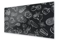 Dekoracje domu - Panel kuchenny HOMEPRINT Warzywa vintage czarno białe 120x60 cm - miniaturka - grafika 1