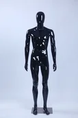 Manekiny wystawowe - Manekin DM1-H piękny stojący mężczyzna abstrakcyjny czarny błyszczący lakierowany manekin - miniaturka - grafika 1
