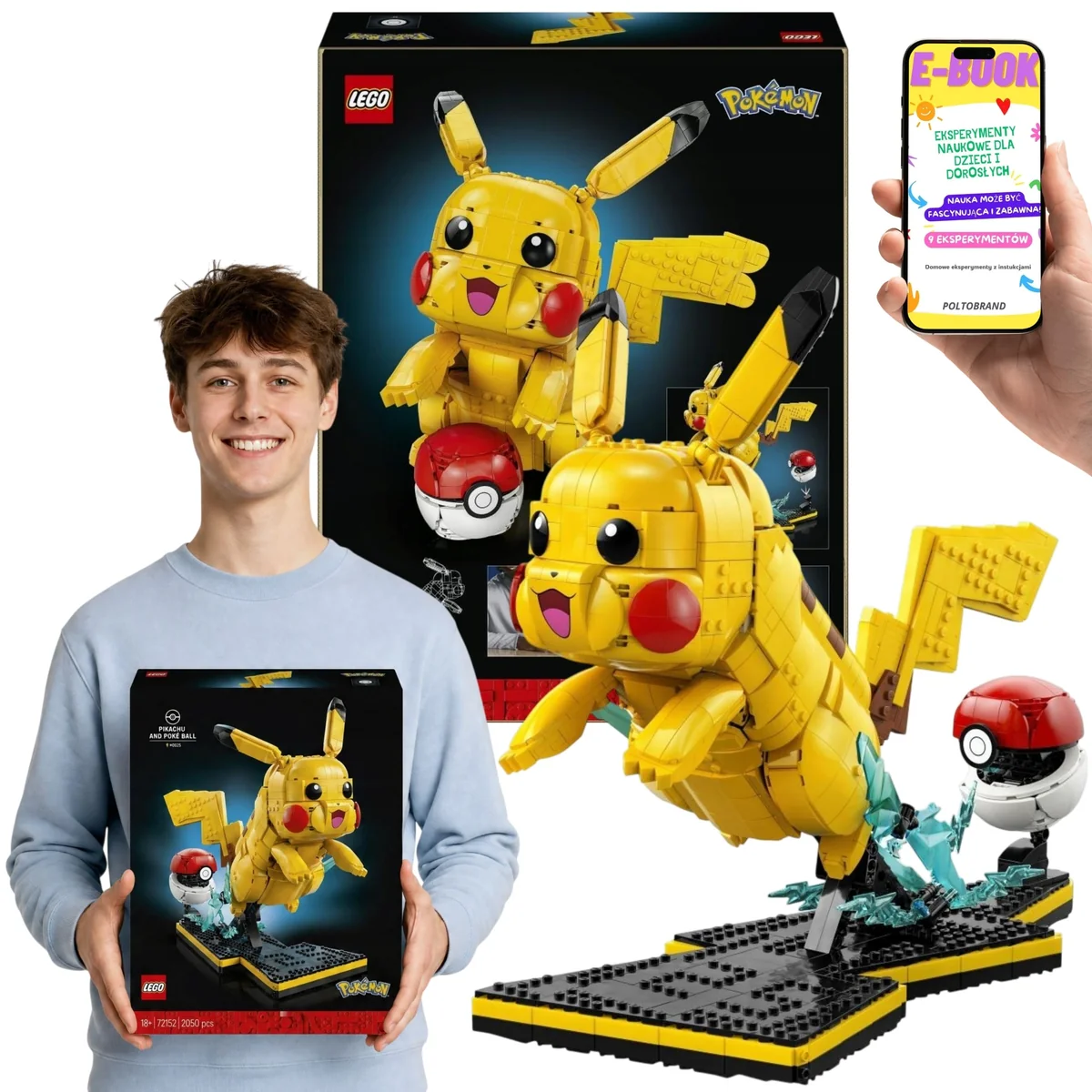 LEGO POKEMON Pokémon Pikachu i Pokeball • 2050 el. 72152 wysokość 39 cm