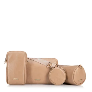 Zestaw torebek crossbody z ekoskóry beżowy - Torebki damskie - miniaturka - grafika 1