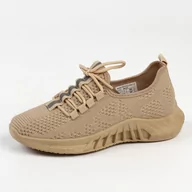 Sneakersy damskie - Beżowe sportowe buty damskie SUPER STAR 537G - Suzana - miniaturka - grafika 1