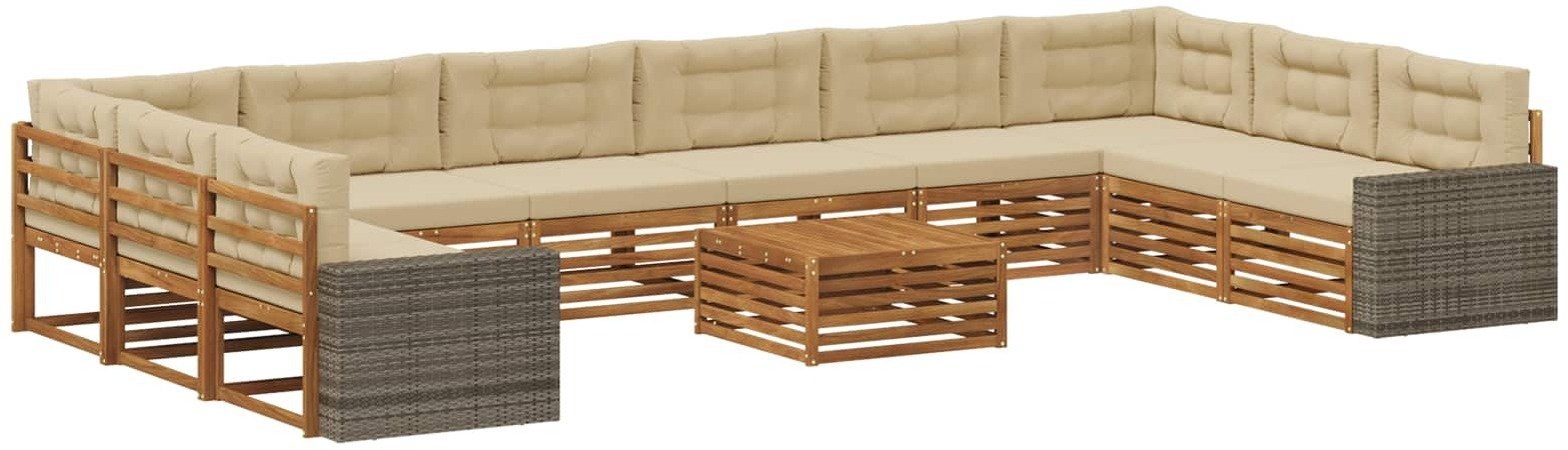 vidaXL Zestawy sof z poduszką 11 pcs Lite Drewno Akacji