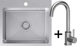 Zestaw QUADRON | LUKE 100 stal szczotkowana INOX + KATE stal INOX  (ZH5045BS_3623500_BS) - Zlewozmywaki z baterią - miniaturka - grafika 1