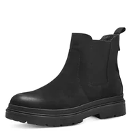 Kozaki damskie - Tamaris Damskie buty Comfort Chelsea z podszewką WarmInsole, Tex i Extra Grip, modne kozaki, Black Nubuk, 36 EU, Czarny nubuk, 36 EU - miniaturka - grafika 1