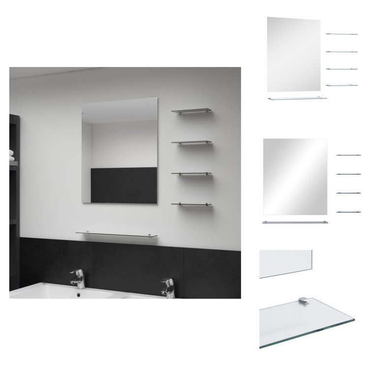 vidaXL Lustro ścienne z 5 półkami srebrne 50×60 cm - Lustro