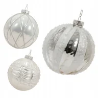 Bombki - Bombka choinkowa szklana srebrna dekorowana duża 10cm 1szt - miniaturka - grafika 1