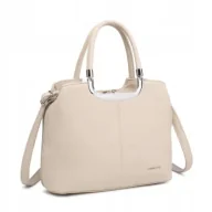 Torebki damskie - Beżowa Elegancka Torebka Damska Kuferek na Ramię LUIGISANTO Skóra Eko - miniaturka - grafika 1