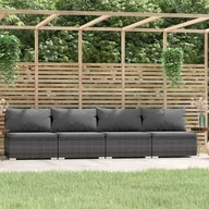 Sofy ogrodowe - Lumarko 4-osobowa sofa z poduszkami, szara, polirattan - miniaturka - grafika 1