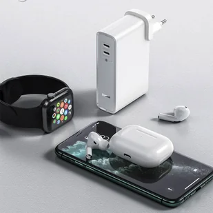 Baseus GaN power bank 10000 mAh ładowarka sieciowa PPS 45 W USB / USB Typ C Quick Charge 3.0 Power Delivery (azotek galu) + kabel USB Typ C 1 m biały (PPNLD-C02) - Ładowarki do telefonów - miniaturka - grafika 12
