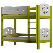 Łóżka dla dzieci i młodzieży - Zielone dziecięce łóżko piętrowe z zagłówkami w gwiazdki - Mimi 3X 190x80 cm - miniaturka - grafika 1