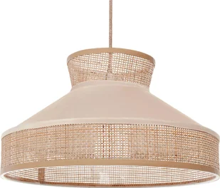 BELIANI Lampa wisząca naturalny beż welur rattan klosz boho oświetlenie do salonu jadalni - Oprawy, klosze i abażury - miniaturka - grafika 1