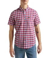 Koszule męskie - Lee Button Down Ss Męska Koszula W Kratę Real Red L886Ofui-M - miniaturka - grafika 1