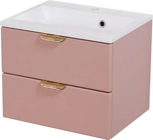 Szafka łazienkowa pudrowy róż z umywalką złoty uchwyt 50 cm Magnolia Gante - Szafki łazienkowe - miniaturka - grafika 1