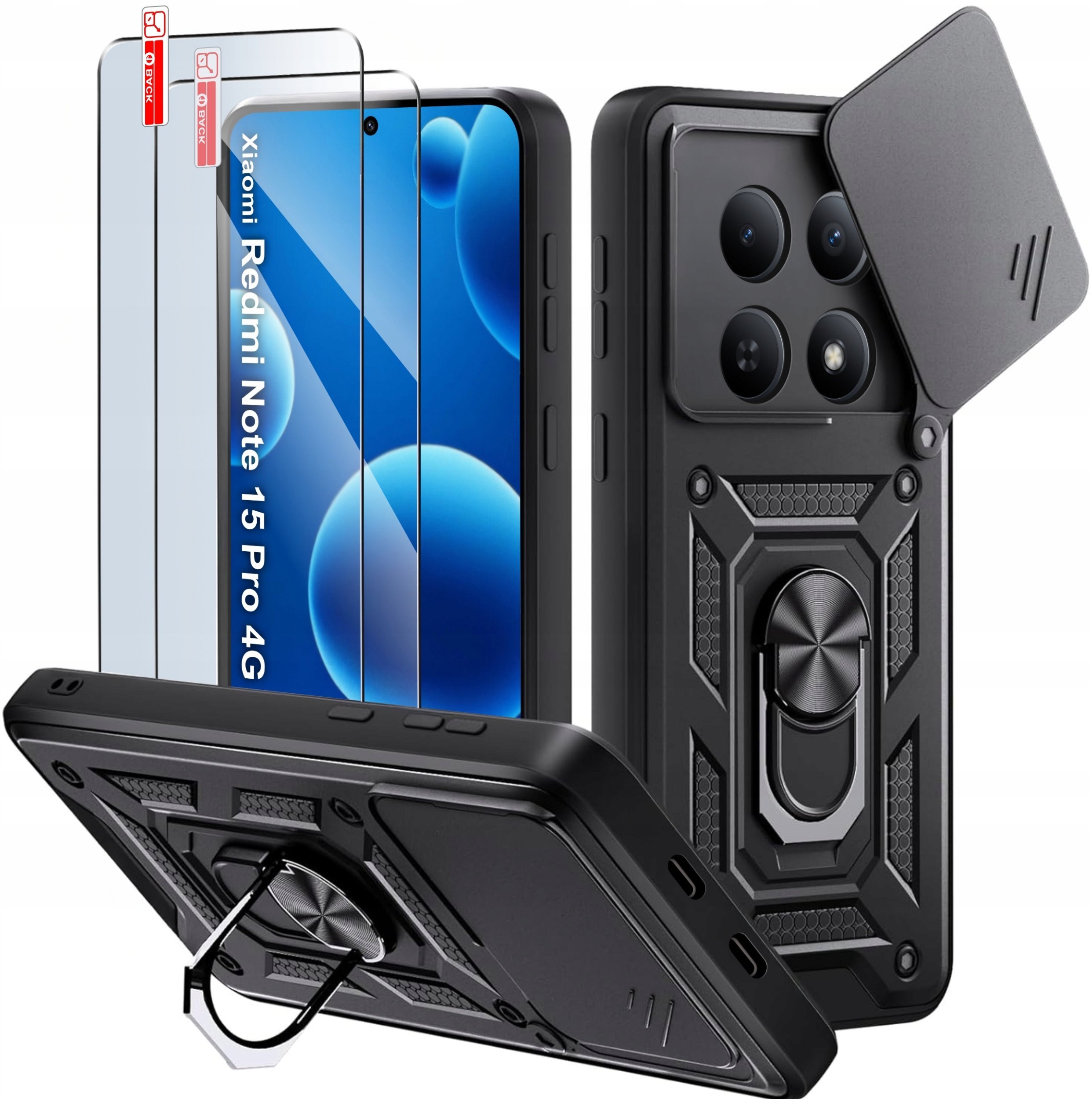 krainaGSM Etui Pancerne SLIDE do Xiaomi Redmi Note 15 Pro 4G WZMACNIANE + 2x Szkło