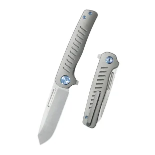 Nóż składany Kubey KB Knives Steelhead Gray Titanium, Satin M390 by Mark Perez (KB315A) - Noże - miniaturka - grafika 1