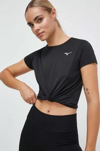 Mizuno t-shirt do biegania Impulse core kolor czarny - Koszulki sportowe damskie - miniaturka - grafika 1