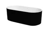Wanny - Wanna wolnostojąca Besco Giuliana 170x80 cm owalna czarny połysk ryflowana maskownica biała WASB-170GBI - miniaturka - grafika 1