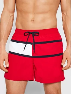 Kąpielówki męskie - Szorty kąpielowe Medium UM0UM02055 Czerwony Regular Fit - Tommy Hilfiger - grafika 1